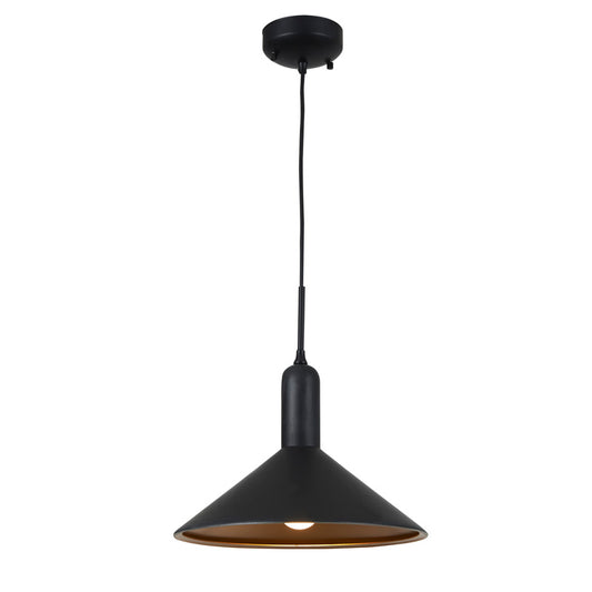 LED Pendant Light Fixture with Adjustable Hanging Length (Black/Gold)