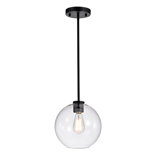 LED Pendant Light Fixture with Adjustable Hanging length (Clear Glass Shade)