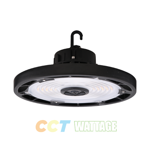 180/200/240W LED Round High Bay with CCT and Wattage Selector, 120V - 277V (Black)