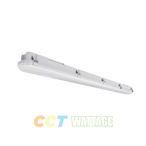 4 Foot LED Vaportight Luminaire with CCT Selectable, Wattage Selector, and EM Battery Backup