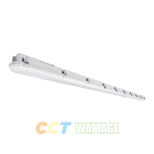 8 Foot LED Vaportight Luminaire with CCT Selectable, Wattage Selector, and EM Battery Backup